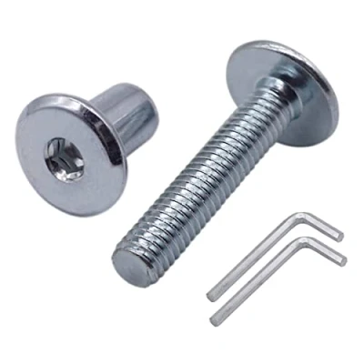 Afbeelding van Marcopol (Pack van 30 stuks) Verzinkt staal gezamenlijke connectorbouten M6 x mm met moeren, meubelconnectorbout, zeskantinbussschroeven (30, (met noten), zilver