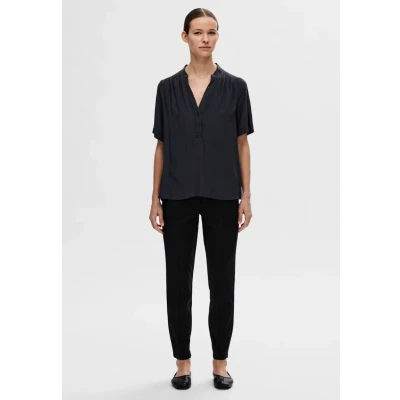 Afbeelding van Selected Femme Slfsusie Mivia Tshirt basic, Dames, Maat: 36, Dark sapphire