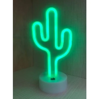 Afbeelding van LED Neon Tafellamp &quot;Cactus&quot;, Op Batterijen en USB, 13x10x27cm, Groen