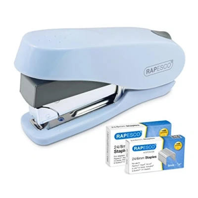 Afbeelding van Rapesco 1469 Luna Less Effort Nietmachine met 2000 Nietjes, 50 Vel Nietcapaciteit, Poederblauw