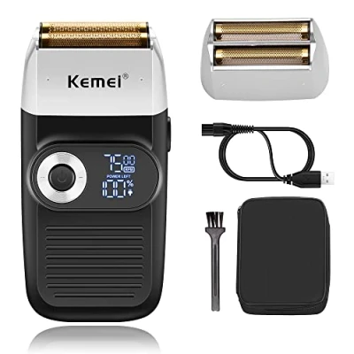 Afbeelding van Kemei Folie Scheerapparaat voor Mannen Elektrische Scheermes met Kale Trimmen Draadloze Scheerapparaten LED Display Vaderdag Geschenken