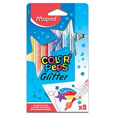 Afbeelding van Maped viltstift ColorPeps Glitter, etui van 8 stuks in geassorteerde k