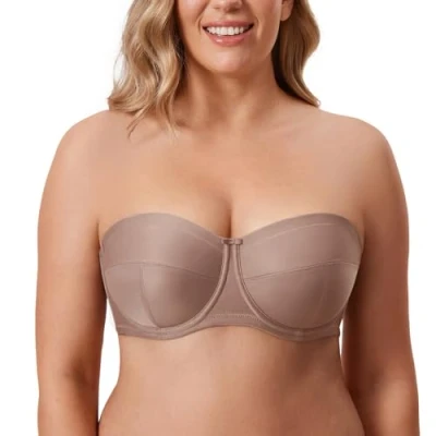 Afbeelding van DELIMIRA Strapless bh Voor Dames Grote Maat Converteerbaar Met Beugel Niet Gewatteerd Steen 95G