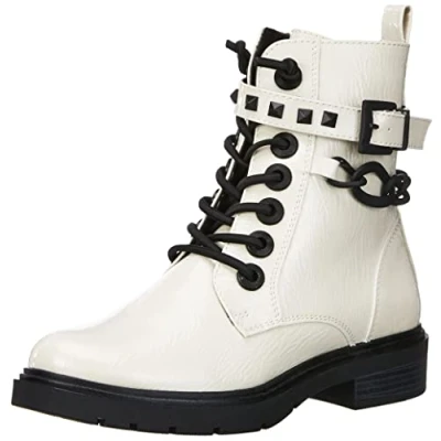 Afbeelding van Marco Tozzi Dames 2 25247 29 veterboot mode laarzen, crème patent, 38 EU