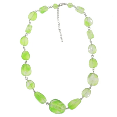 Afbeelding van Behave Ketting kralenketting groen lime dames kunststof 57cm