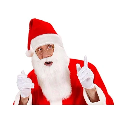 Afbeelding van Widmann 1496H Kerstmanmuts, met baard, van pluche, hoofddeksel, accessoire, Sinterklaas, Kerstmis, themafeest, carnaval