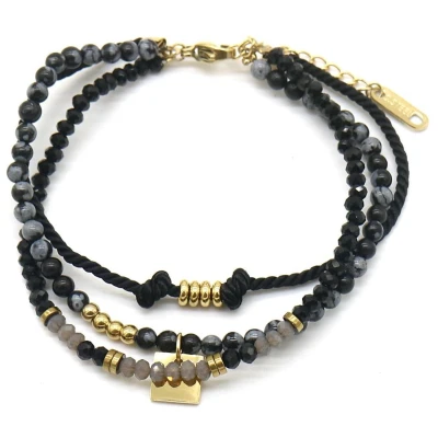 Afbeelding van Armband Dames Steentjes en Kralen RVS Verstelbaar 16 21 cm Goudkleurig