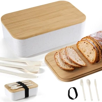 Afbeelding van Cheerhom Bento Box Japanse meal prep boxen, lunchboxset met bestek en draagtas, voor volwassenen kinderen, brooddoos, voedselbox lunchbox in één, 1000 ml broodtrommel kinderen