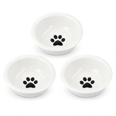 Afbeelding van Navaris 3x voerbak voor katten en kleine honden Set van 3 voederbakken Etensbak huisdieren Geschikt voederstation Zwart/Wit