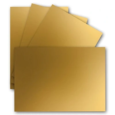 Afbeelding van 25 enkele kaarten, DIN A6, 10,5 x 14,8 cm, 240 g/m², goud metallic, gekleurd karton, knutselkarton, knutselkaarten, blanco ansichtkaarten