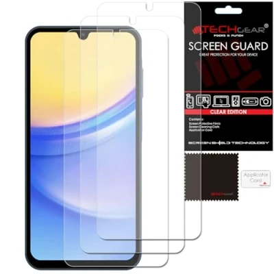 Afbeelding van TECHGEAR schermbeschermers [3 stuks] Compatibel met Samsung Galaxy A15 5G / A15, CLEAR LCD Cover Guards
