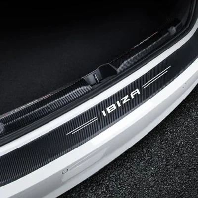 Afbeelding van Auto Bumperbescherming Folie Kofferbak Protector voor Seat Ibiza Koolstofvezel Bumperfolie Antikras Lakbeschermer Instaplijsten