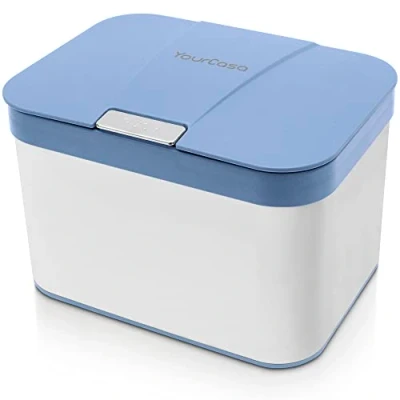 Afbeelding van YourCasa® Biologische afvalemmer, keuken, van roestvrij staal 4,3 l, compostemmer, klein voor biologisch afval, geurdicht, vaatwasmachinebestendig binnengebruik, bio vuilnisemmer met deksel, blauw