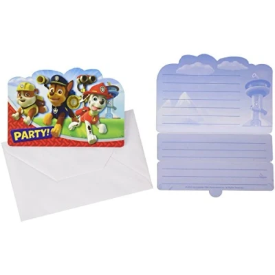 Afbeelding van amscan 999138 Gevouwen Uitnodigingskaarten met Paw Patrol Thema 8 Stuks