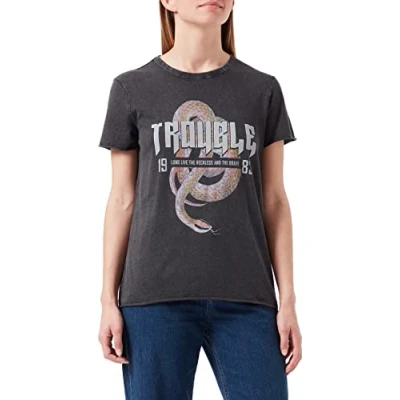 Afbeelding van ONLY LUCY REG S/S JRS NOOS Tshirt print, Dames, Maat: Large, Black