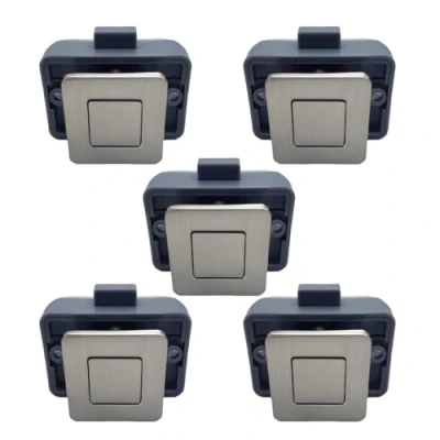 Afbeelding van MTSmart RV, metalen drukknop, kastsloten, vierkante ritssluiting, kastsloten voor campers, caravans, boten, jachten, marine, camper, kastslot, sleutels (nikkel, 5 stuks)