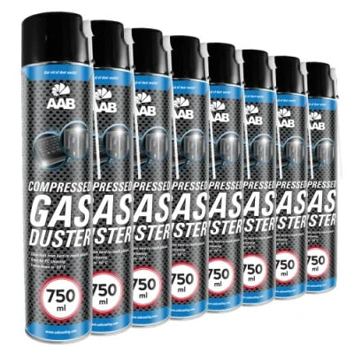 Afbeelding van 8 x AAB Compressed Gas Duster 750ml Air for Cleaning Computer, Keyboard, and Other Office Equipment, Compressor, PC, Keyboard Cleaner, Aerosol Duster, Can Computer Kit