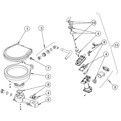 Afbeelding van johnson pump bril en deksel voor scheepstoilet compact model boot toilet