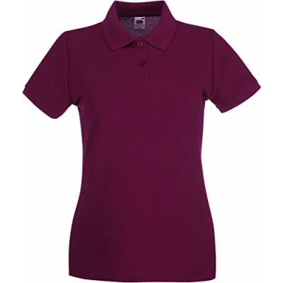Afbeelding van Dames Premium poloshirt Fruit of The Loom Lady Fit katoenen top Burgundy (L)