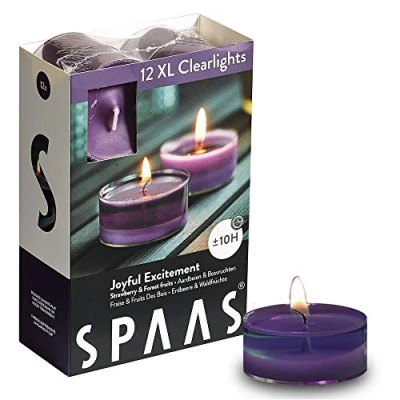 Afbeelding van SPAAS 12 Maxi Clearlights Geur, theelichten in transparante cup, ± 10 uur Joyful excitement