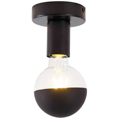 Afbeelding van QAZQA Design plafondlamp zwart met G95 kopspiegel Facil