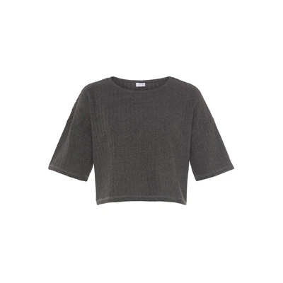 Afbeelding van Lascana Tshirt basic, Dames, Maat: 44/46, Anthrazit melange