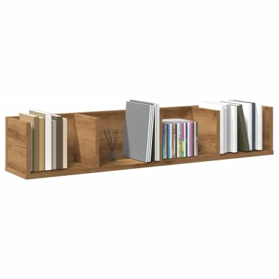 Afbeelding van CD wandschap 100x18x18 cm bewerkt hout artisanaal eikenkleurig
