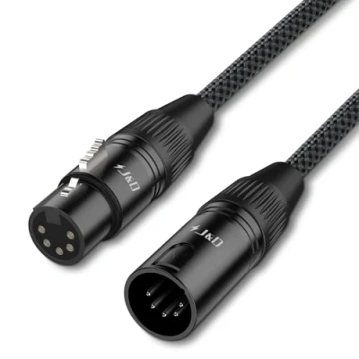 Afbeelding van J&amp;D 5 Pin XLR DMX Kabel, DMX512 Mannelijk naar Vrouwelijk 512 Stage Verlichting 1.5 m