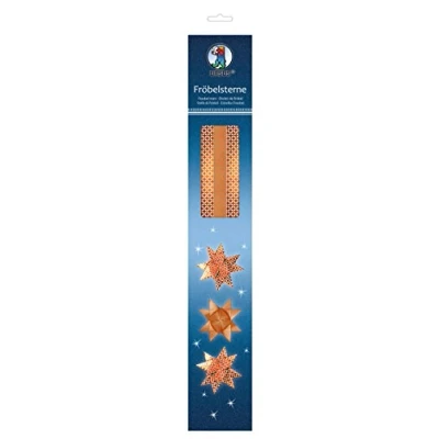 Afbeelding van Ursus 34810000 papierstroken voor fröbelsterren, koper/wit, van hoogwaardig knutselpapier, 80 stroken in 2 verschillende designs ca. 20 sterren, knutselklassiekers de kersttijd
