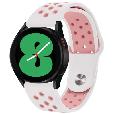 Afbeelding van Siliconen sport bandje Universeel 20 mm aansluiting Wit / Roze iMoshion En TPU (zacht)