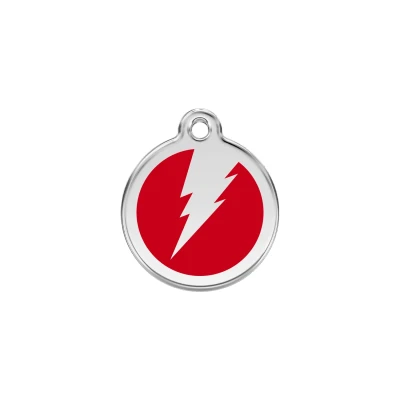 Afbeelding van Flash Red roestvrijstalen hondenpenning small/klein dia. 2 cm RedDingo
