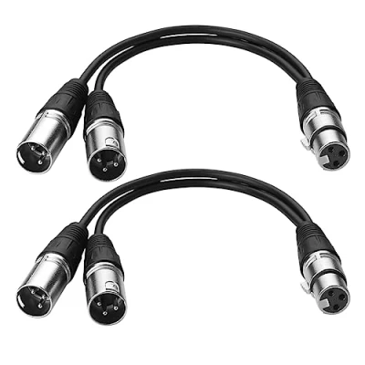 Afbeelding van S SIENOC Microfoonkabel 3 pins XLR naar Dual 2 (zilveren bus stekker)
