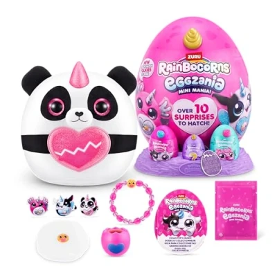 Afbeelding van Rainbocorns ZURU Eggzania Mini Mania Panda, van Plush Surprise Unboxing with Animal Soft Toy, ideaal voor meisjes met Imaginaire Play (Panda)