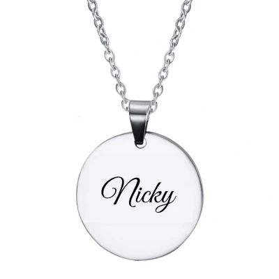 Afbeelding van Ketting RVS Met Naam Gravering Nicky Zilver Rond