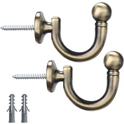Afbeelding van gordijn holdback embrasses rond hoofd haken, wandhouder houder, venster kleding mantel hoed handdoekhouder, set van 2, brons