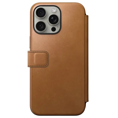 Afbeelding van Apple iPhone 15 Pro Max MagSafe Hoesje Echt leder Nomad Bookcase Bruin Telefoonhoesje Shockproof/Valbescherming