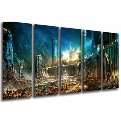 Afbeelding van Muurschildering Lord of The Ringen, Stight om Midden Aarde, 165 x 62 cm, Holzdruck XXL formaat Kunstprint, ref.26660