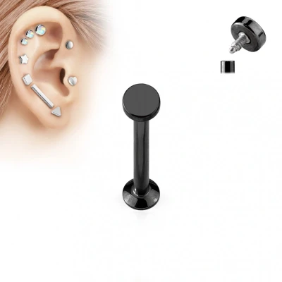 Afbeelding van piercing plat rondje chirurgisch staal 6 mm zwart