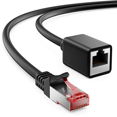 Afbeelding van deleyCON 0,5m Cat6 Patch Verlengkabel voor Ethernet LAN Netwerkkabel Internetkabel RJ45 Stekker naar Bus S/FTP PiMF 250MHz Koper Zwart