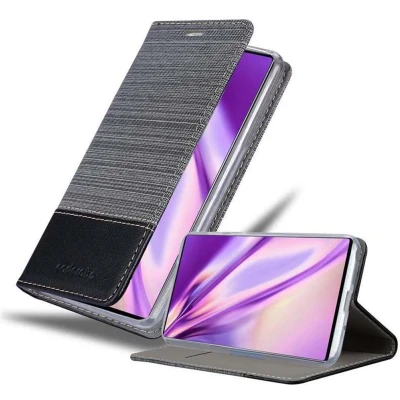 Afbeelding van Cadorabo Hoesje geschikt voor Samsung Galaxy NOTE 10 in GRIJS ZWART Beschermhoes met magnetische sluiting, standfunctie en kaartvakje Book Case Cover Etui
