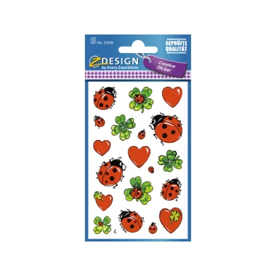 Afbeelding van papieretiket Z design Creative pakje a 3 vel lieveheersbeestjes/hartjes