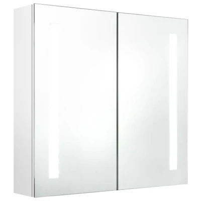 Afbeelding van vidaXL Badkamerkast met spiegel en LED 62x14x60 cm glanzend wit