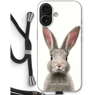 Afbeelding van Case Company® hoesje met Koord geschikt voor iPhone 16 Daisy Telefoonhoesje Zwart Bescherming aan alle Kanten en Over de Schermrand