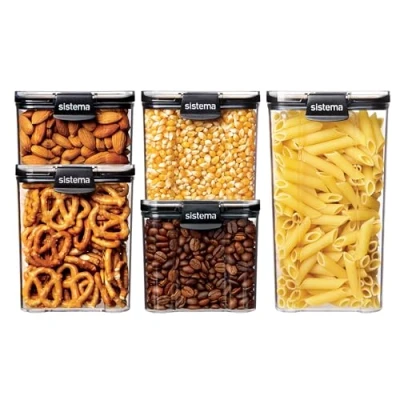 Afbeelding van Sistema Ultra Square 5 Pack, Tritan, helder/zwart, verpakking