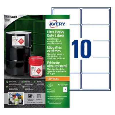Afbeelding van Etiket Avery B7173 50 99x57mm polyethyleen wit 500stuks