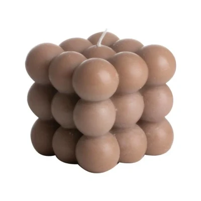 Afbeelding van Gusta Cube Kubus Kaars Bruin 8,5 x 8 cm