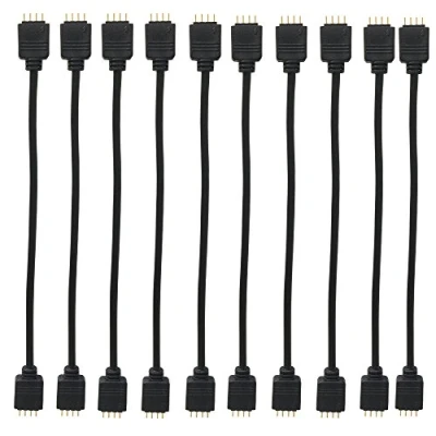 Afbeelding van 10 stuks 0,3 m/0,98 ft zwarte LED RGB strip 4 pin, verlengkabel connector verlenging aansluiting verdeler kabel voor polig 5050 3528 2835 licht