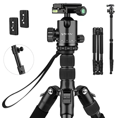 Afbeelding van Victiv Camera Statief, 81 inch Aluminium Monopod Statief voor DSLR, Heavy Duty Opvouwbaar met 360 graden Balhoofd Belastingen tot 22 pond reizen en fotografie