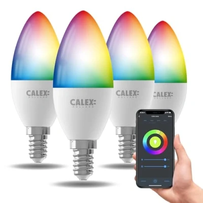 Afbeelding van Calex Slimme LED Lamp 4 stuks E14 RGB en Warm Wit 4.9W