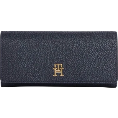 Afbeelding van Tommy Hilfiger Emblem FLAP Wallet Portemonnee, Dames, Maat: One Size, Space blue